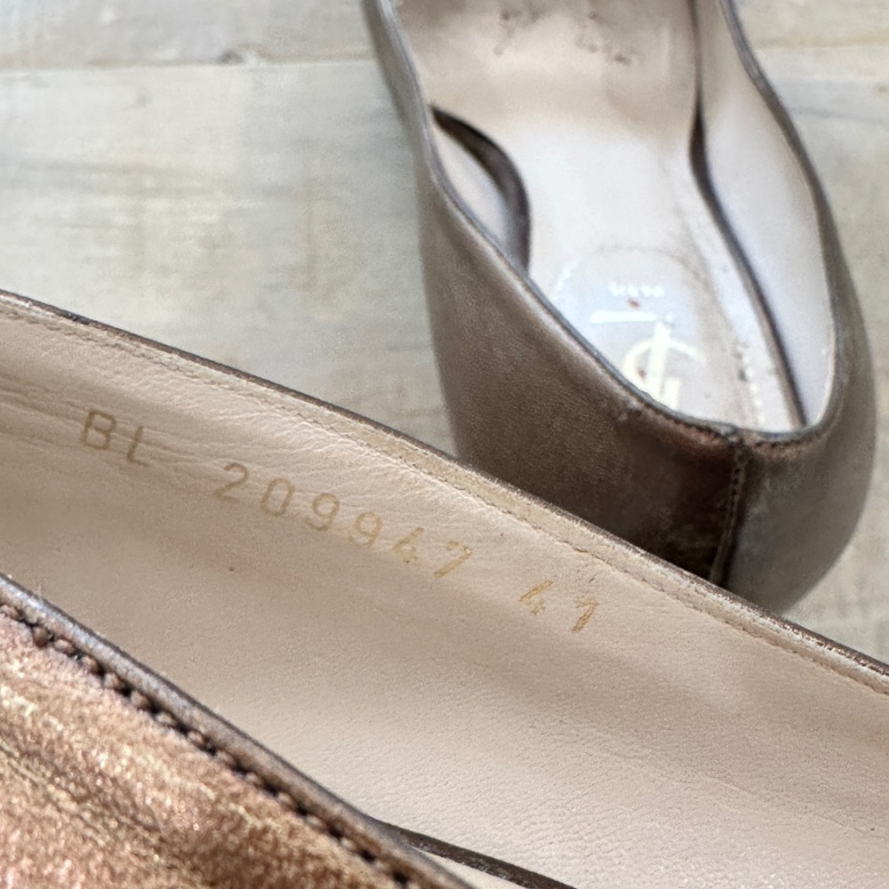 Ysl Yves Saint Laurent bronze leather Tribtoo pumps heels platform shoes - Picture 11 of 14